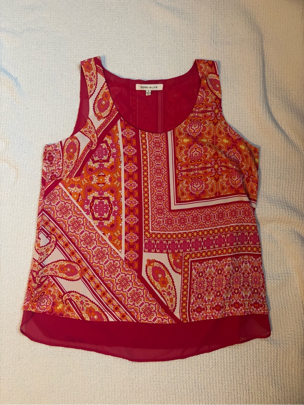 Rose & Olive Pink and Orange Paisley Patchwork Sleeveless Cami